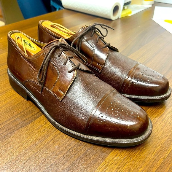 Johnston & Murphy Cellini Cap Toe Italian Brown Leather Dress Shoe Size 9.5M - Picture 1 of 11